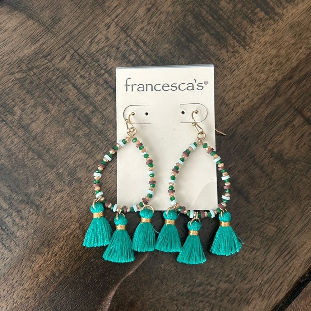 Teal earrings, never worn